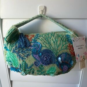 Viral Seahorse & Ocean Beaded Bag Made in India NWT